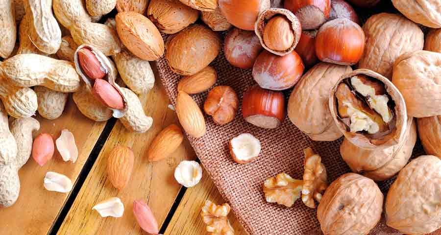 Various nuts on a table